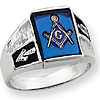 14k White Gold Masonic Ring with Etched Sides and Open Back