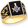 Rectangular Masonic Ring Wide Shank 14k Yellow Gold