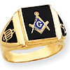 Rectangular Blue Lodge Ring - 14k Gold