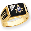 14k Yellow Gold .01 ct Diamond Masonic Ring with Open Back