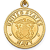 14kt Yellow Gold 5/8in U.S. Navy Insignia Disc Pendant