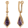 Yael Designs Borealis 14k Rose Gold 1.5 ct tw Kite Amethyst Dangle Hoop Earrings with Diamonds