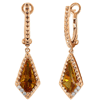 Yael Designs Borealis 14k Rose Gold 1.8 ct tw Kite Citrine Dangle Hoop Earrings with Diamonds