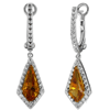 Yael Designs Borealis 14k White Gold 1.8 ct tw Kite Citrine Dangle Hoop Earrings with Diamonds