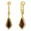 Yael Designs Borealis 14k Yellow Gold 2.5 ct tw Kite Garnet Dangle Hoop Earrings with Diamonds