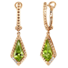 Yael Designs Borealis 14k Rose Gold 2.6 ct tw Kite Peridot Dangle Hoop Earrings with Diamonds