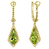 Yael Designs Borealis 14k White Gold 2.6 ct tw Kite Peridot Dangle Hoop Earrings with Diamonds