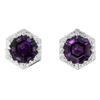 Yael Designs Borealis 14k White Gold Hexagon Amethyst Earrings with Diamonds