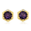 Yael Designs Borealis 14k Yellow Gold Hexagon Amethyst Earrings with Diamonds