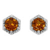 Yael Designs Borealis 14k White Gold Hexagon Citrine Earrings with Diamonds