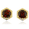 Yael Designs Borealis 14k Yellow Gold Hexagon Garnet Earrings with Diamonds
