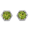 Yael Designs Borealis 14k White Gold Hexagon Peridot Earrings with Diamonds