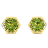 Yael Designs Borealis 14k Yellow Gold Hexagon Peridot Earrings with Diamonds