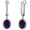 Yael Design Borealis 14k White Gold 2.1 ct tw Oval-Amethyst Dangle Hoop Earrings with Diamonds
