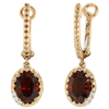 Yael Designs Borealis 14k Rose Gold 3.2 ct tw Oval Garnet Dangle Hoop Earrings with Diamonds