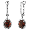 Yael Designs Borealis 14k Yellow Gold 3.2 ct tw Oval Garnet Dangle Hoop Earrings with Diamonds