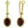 Yael Designs Borealis 14k Yellow Gold 3.2 ct tw Oval Garnet Dangle Hoop Earrings with Diamonds