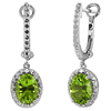 Yael Designs Borealis 14k White Gold 2.8 ct tw Oval Peridot Dangle Hoop Earrings with Diamonds