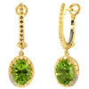 Yael Designs Borealis 14k Yellow Gold 2.8 ct tw Oval Peridot Dangle Hoop Earrings with Diamonds