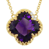 Yael Designs Borealis 14k Yellow Gold Flower Amethyst And Diamond Necklace