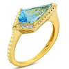 Yael Designs Borealis 14k Yellow Gold 1.8 ct tw Kite Blue Topaz Ring with Diamonds