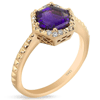 Yael Designs Borealis 14k Rose Gold 1.5 ct Hexagon Amethyst Ring with Diamonds