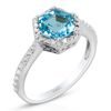 Yael Designs Borealis 14k White Gold 2.0 ct Hexagon Blue Topaz Ring with Diamonds