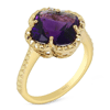 Yael Designs Borealis 14k Yellow Gold Flower Amethyst And Diamond Ring