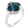 Yael Designs Borealis 14k White Gold Flower London Blue Topaz And Diamond Ring
