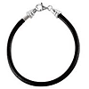 Sterling Silver 7 1/2in Kera Black Leather Braided Bracelet