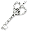 Cubic Zirconia Sterling Silver Key Pendants